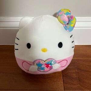 Cute Plush Toy with Pink and Multicolor Bow